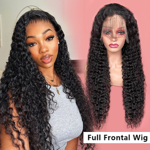 FBLhair Brazilian Water Wave Full Frontal Wig Human Hair 13x4 Black