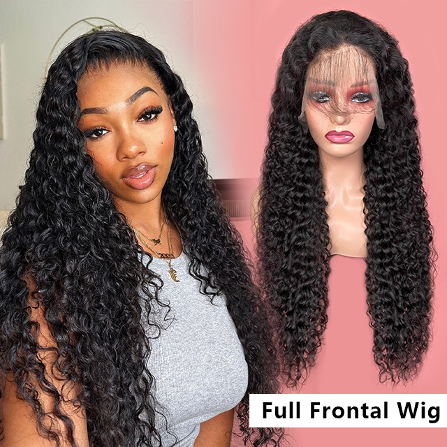 FBLhair Brazilian Water Wave Full Frontal Wig Human Hair 13x4 Black