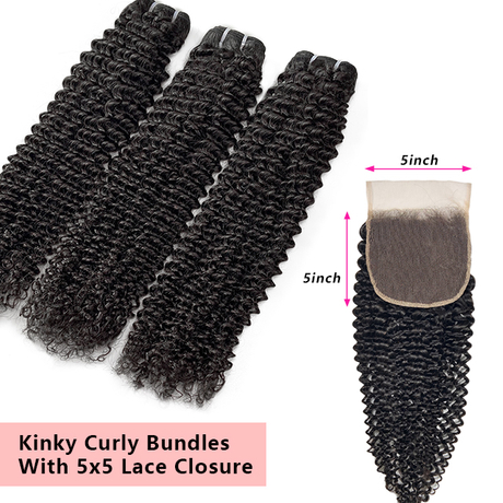 5x5 kinky curly bundles & closure