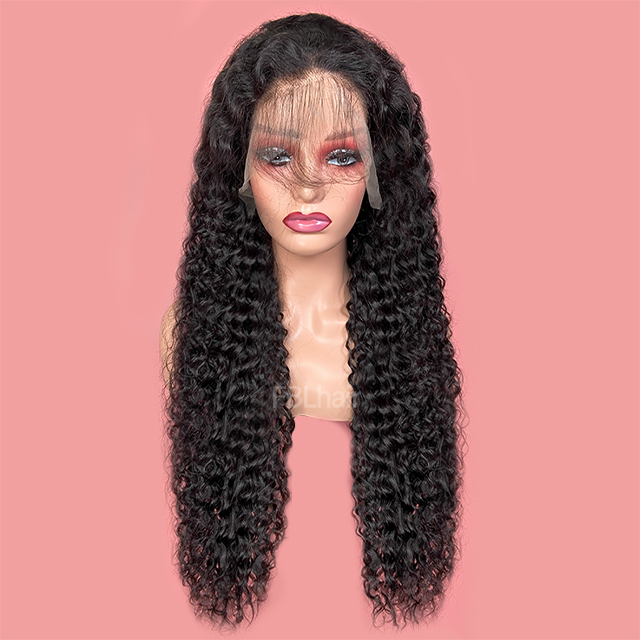 FBLhair Brazilian Water Wave Full Frontal Wig Human Hair 13x4 Black