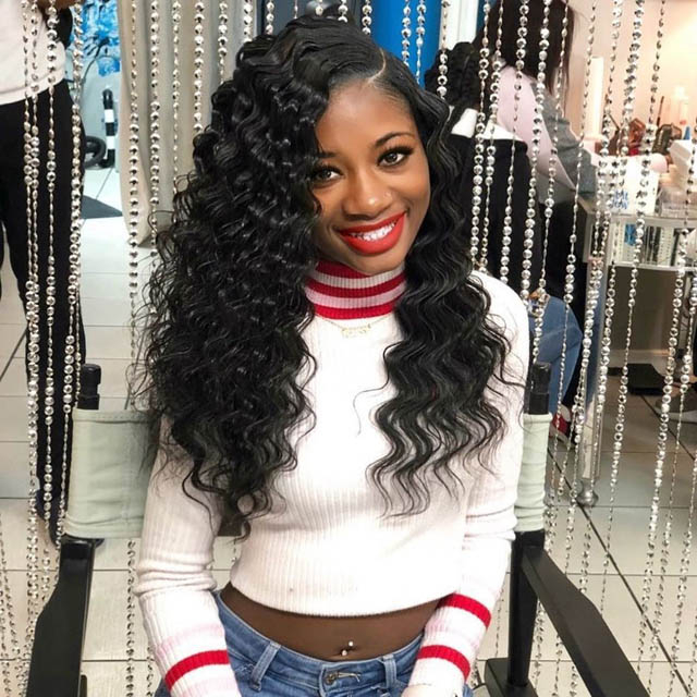 Peruvian Deep Wave Human Hair Bundles with 4×4 Closure