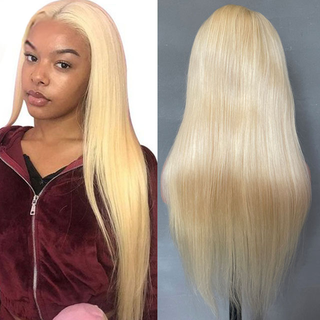Straight Transparent Lace 613 Closure Wig Human Hair
