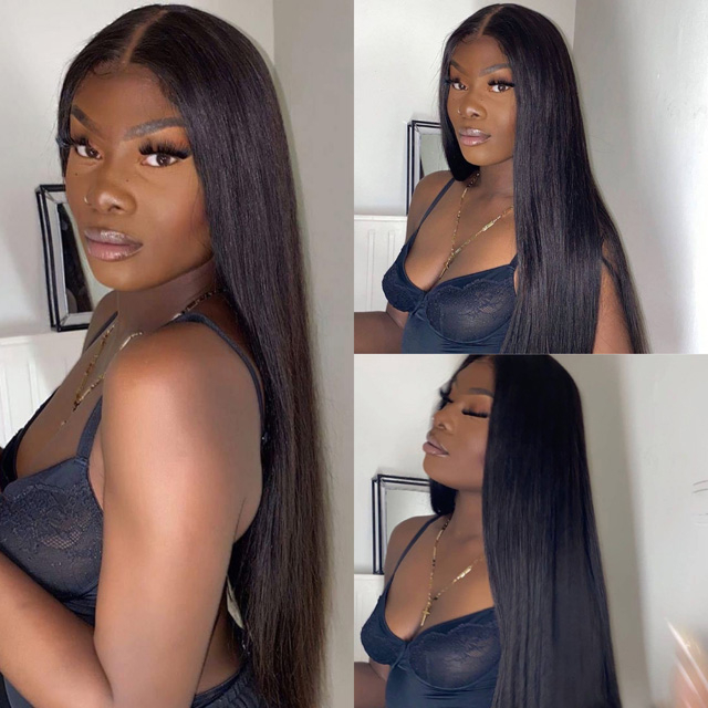 Brazilian Straight Hair HD Lace Frontal With 3 Bundles 