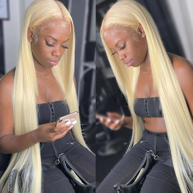 Brazilian Blonde Human Hair 613 3 Bundles with Transparent Frontal