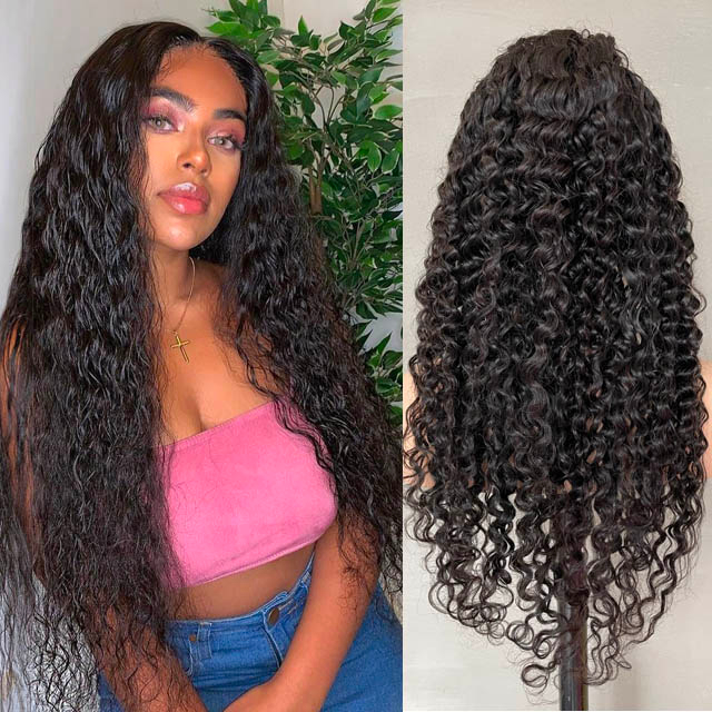 Wet And Wavy Closure Wig with Baby Hair