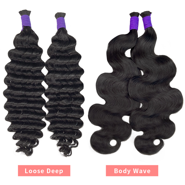 FBLhair Human Hair 18 Inch Bulk Hair Bundle Deals for Boho Braiding