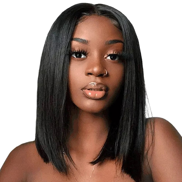 Black Short Human Hair Bob Lace Front Wigs