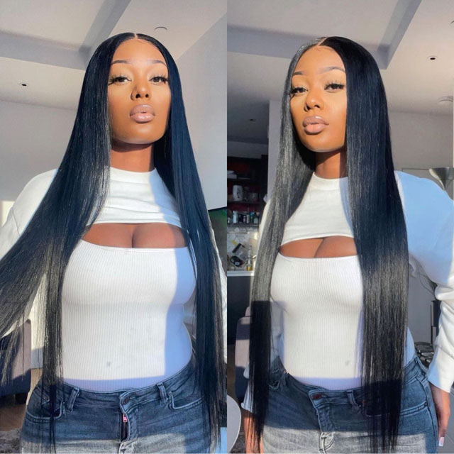 24 Inch Straight 4x4 Closure Wig 180 Density