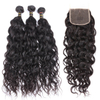 Human Hair Wet And Wavy Bundles with Closure