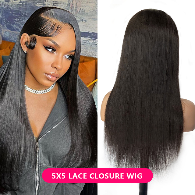 5x5 closure wig straight