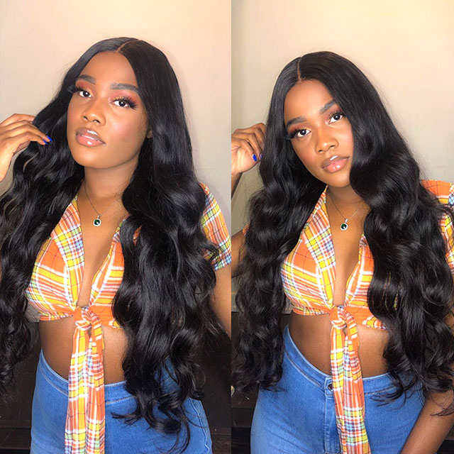 Bleached Knots Natural Color Body Wave 4x4 Wig