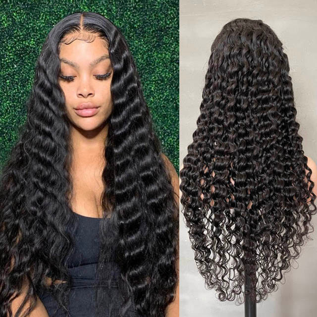 26 Inch Deep Curly Closure Wig with Elastic Band