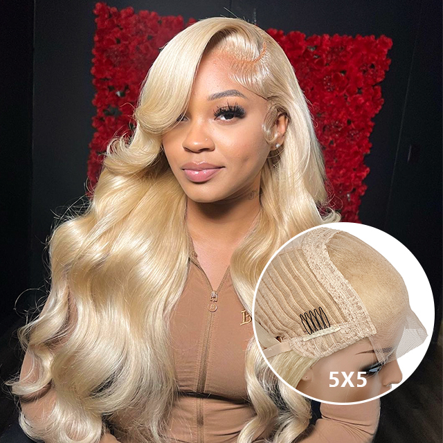 FBLhair 613 Blonde Good Quality 5x5 Lace Closure Wig Body Wave