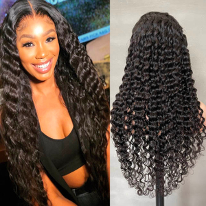 26 Inch Deep Curly Closure Wig with Elastic Band