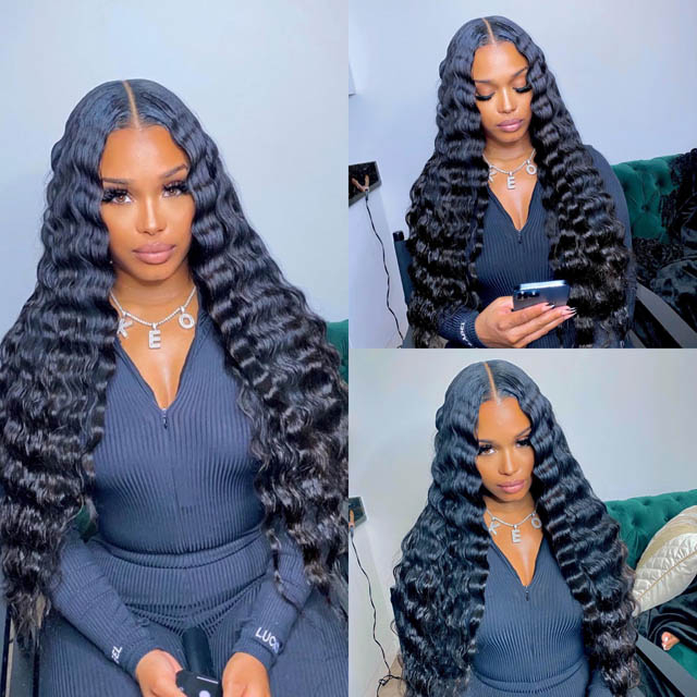 Deep Wave Lace Closure Wig 4x4 Human Hair Wigs