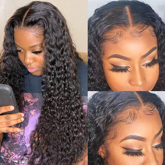  Lace Closure 4x4 with 3 Bundles Deep Wave