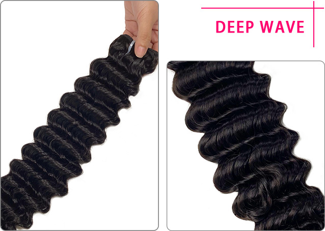 Natural Black Human Hair Weave Deep Wave